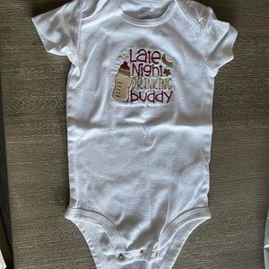 Carter’s custom made late night drinking buddy 18m onesie embroidered